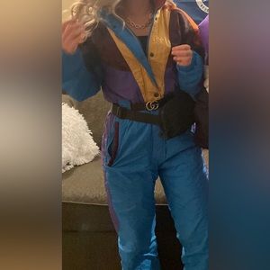 Vintage Colour-block ISPO Retro Ski Suit Onesie